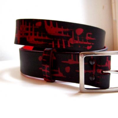 ceinture  large  3.5cm cuir rouge noir   11/24